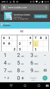 Sudoku site where keyboard covers diagram